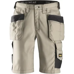 Snickers Håndværker shorts med hylsterlommer ripstop khaki/sort str. 52