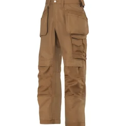 Snickers Workwear håndværkerbukser med hylsterlommer Canvas+ brun/sort str. 50