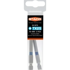 Staco 1/4" TX25 bit blå 70 mm 2 stk.
