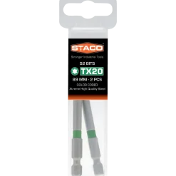 Staco 1/4" TX20 bit grøn 89 mm 2 stk.