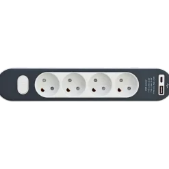 4-stikdåse med ledning og USB A+C uden jord 1,4m