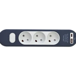 3-stikdåse med USB A+C 1,4m ledning