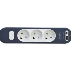 3-stikdåse med USB A+C 1,4m ledning