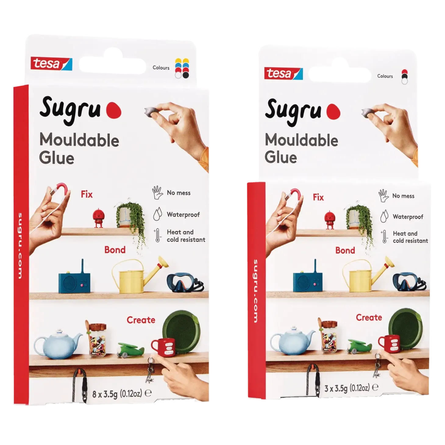 Tesa Sugru Formbar lim 3 pak sort/hvid/grå